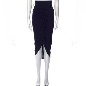 Thomas Wylde Elegant Black Midi Length Skirt